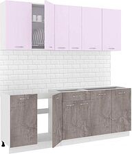 Готовая кухня Кортекс-мебель Корнелия Лира-лайт 2.1м без столешницы (сирень/оникс)