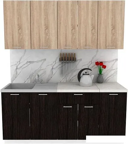 Готовая кухня ЭлиГард Lion 1.8 (дуб сонома/дуб марбург/королевский опал)