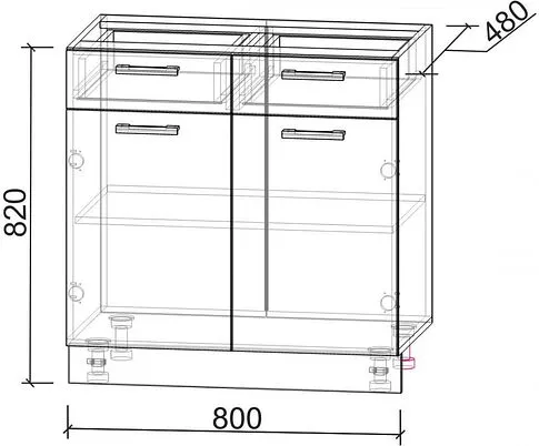 Шкаф напольный Интерлиния Компо НШ80рш2 (бетон портленд)