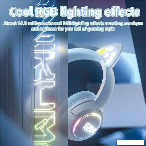 Наушники Onikuma GT838 Cat Ear (белый/голубой)