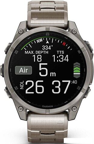 Умные часы Garmin Fenix 8 Sapphire, Titanium 47мм (светло-серый, титановый ремешок)