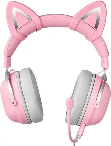 Наушники Onikuma X11 (розовый, с ушками)