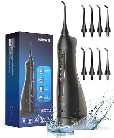 Ирригатор Fairywill 5020E (черный, 8 насадок)