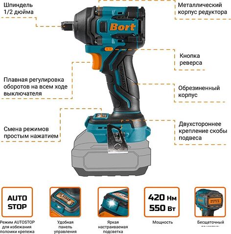 Гайковерт Bort BSR-21U-S 93418675 (без АКБ)