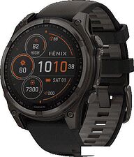 Умные часы Garmin Fenix 8 Solar, Sapphire 47мм (титановый угольно-серый DLC с черным ремешком)