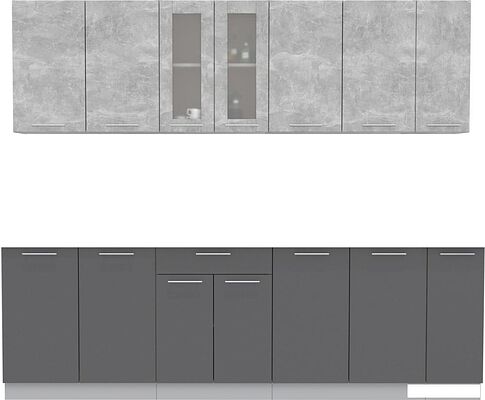 Готовая кухня Интерлиния Мила 25 без столешницы (бетон/антрацит)