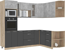 Готовая кухня Интерлиния Мила 1.68x2.4 правая без столешницы (бетон/антрацит)