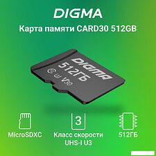 Карта памяти Digma MicroSDXC Class 10 Card30 DGFCA512A03