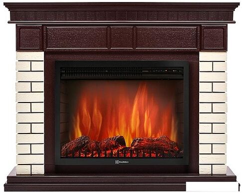 Портал Firelight Bricks 25 (камень бежевый/шпон темный дуб)
