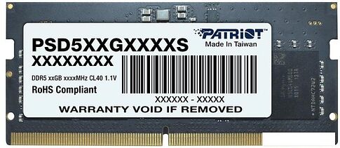 Оперативная память Patriot Signature Line 16ГБ DDR5 SODIMM 5200 МГц PSD516G520081S
