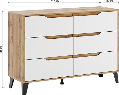 Комод ЭлиГард Eyva 6S (дуб вотан/белый)