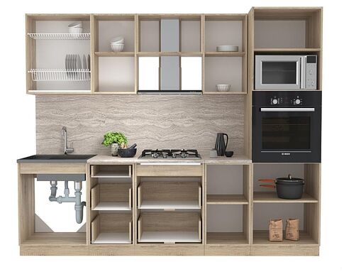 Готовая кухня Интерлиния Мила 2.6 ВТ (вудлайн кремовый/антрацит/бискайская сосна)