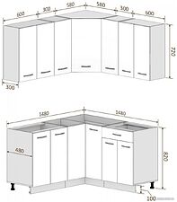 Готовая кухня Кортекс-мебель Корнелия Лира 1.5x1.5 без столешницы (дуб сонома/венге)