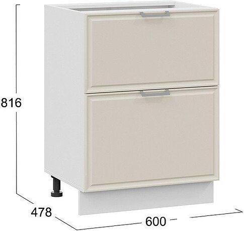 Шкаф напольный Трия Белладжио 1Н6Я2 (белый/софт панакота)