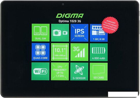 Планшет Digma Optima 1028 TS1215PG 8GB 3G (черный)