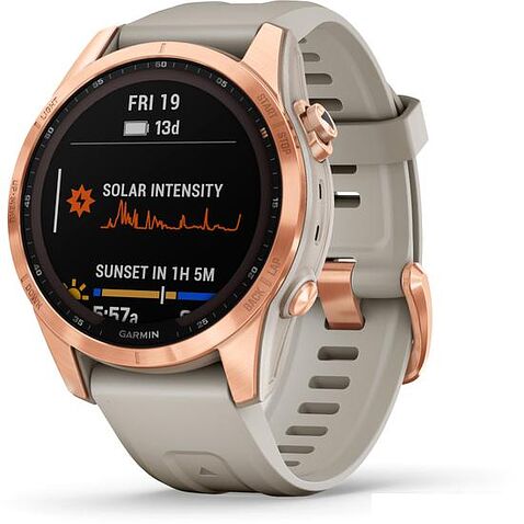 Умные часы Garmin Fenix 7S Solar 42 мм (розовое золото/песочный)