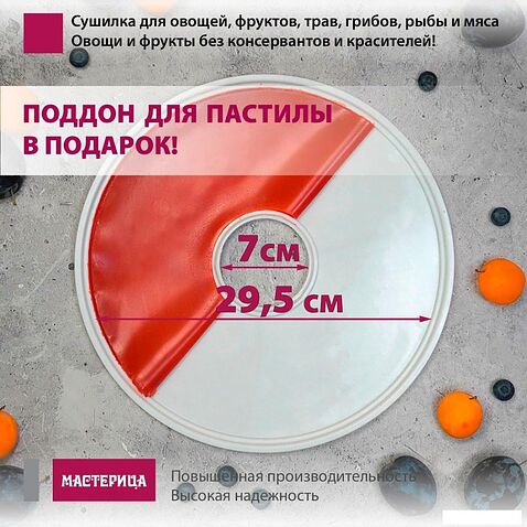 Сушилка для овощей и фруктов Мастерица EFD-0602VM (6 белых поддонов + 2 прозрачных поддона + поддон для пастилы)