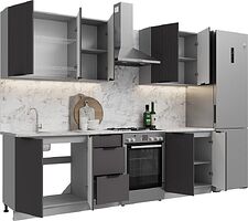 Готовая кухня Кортекс-мебель Корнелия Марика 2.0 (графит софт/мрамор итальянский)
