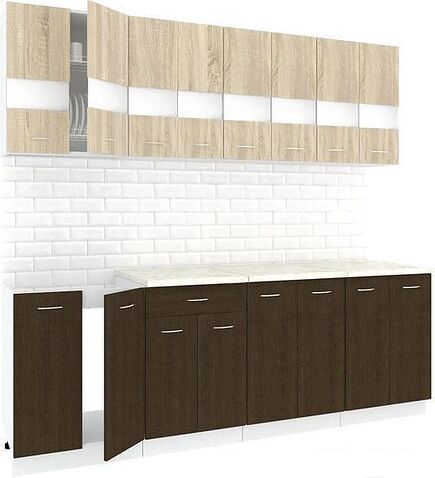 Кухня Кортекс-мебель Корнелия Экстра 2.4м (дуб сонома/венге/мадрид)