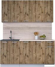 Готовая кухня Интерлиния Мила Лайт 1.7-60 (дуб веллингтон/дуб веллингтон/травертин серый)