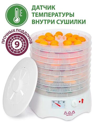Сушилка для овощей и фруктов Мастерица EFD-0903VM (с прозрачными поддонами)