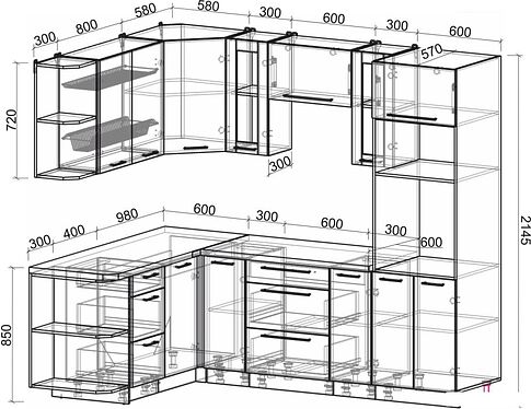 Готовая кухня Интерлиния Мила Пластик 1.68x2.4 LV (белый глянец/туманный глянец/опал светлый)