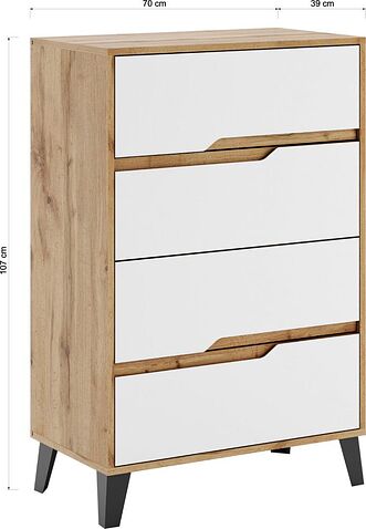 Комод ЭлиГард Eyva 4S (дуб вотан/белый)