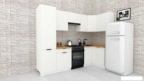 Готовая кухня ВерсоМебель Эко-2 1.2x2.7 правая (белый фасадный/ст.золотистый дуб)