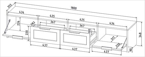 Тумба Интерлиния ТВ Концепт Тренд КТ-ТВ4-35 (антрацит/дуб королевский)