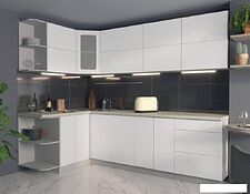 Готовая кухня Интерлиния Мила Матте 1.5x2.6 А правая (белый-белый-опал светлый)