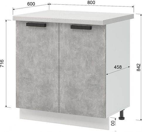 Шкаф напольный Mio Tesoro Пасадена ШН 800 со столешницей (белый/ателье светлое/антарес)