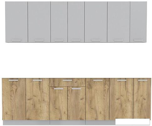 Готовая кухня Интерлиния Мила Лайт 2.5 без столешницы (серебристый/дуб золотой)