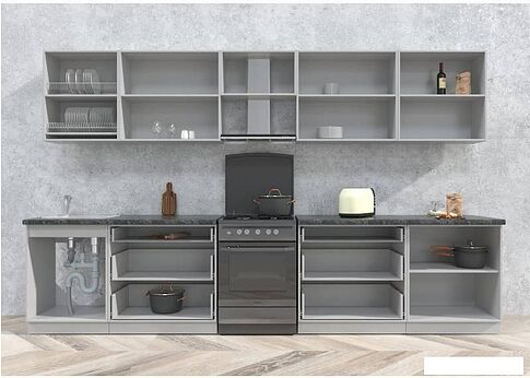 Кухня Интерлиния Мила Матте 3.5 Б (слоновая кость/океан/опал светлый)