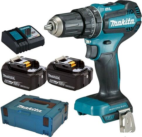 Ударная дрель-шуруповерт Makita DHP485RTJ (с 2-мя АКБ 5 Ач, кейс)