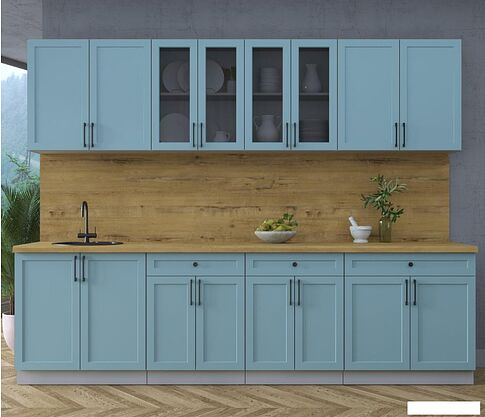 Готовая кухня Интерлиния Тренд 2.8А (океан/океан/дуб бунратти)