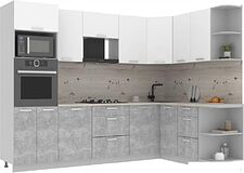 Готовая кухня Интерлиния Мила Лайт 1.68x2.8 правая (белый платинум/бетон/бискайская сосна) Готовая кухня Интерлиния Мила Лайт 1.68x2.8 правая (белый платинум/бетон/бискайская сосна)