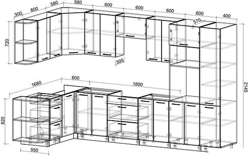 Готовая кухня Интерлиния Мила Лайт 1.68x3.4 левая без столешницы (дуб золотой/антрацит)