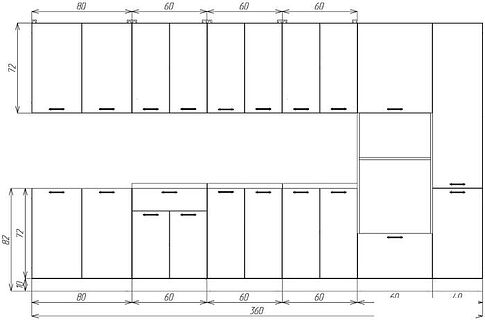 Готовая кухня ЭлиГард Lion 3.6 (белый структурный/дымчатый алмаз/дуб бунратти)