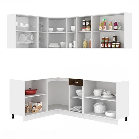 Готовая кухня Кортекс-мебель Корнелия Лира 1.5x2.1 без столешницы (капучино/оникс)