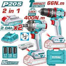 Total TCKLI20275 (шуруповерт, гайковерт, 2 АКБ, кейс)