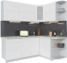 Готовая кухня Интерлиния Мила Матте 1.5x2.0 А правая (белый-белый-опал светлый)