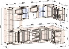 Готовая кухня Интерлиния Мила Шато 1.68x3.2 ВТ правая (белый/белый/кастилло темный)
