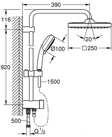 Душевая система Grohe Tempesta Cosmopolitan System 250 Cube 26694000
