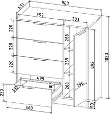 Тумба Интерлиния Концепт КТ-Т90 (антрацит/дуб золотой)
