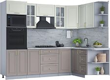 Готовая кухня Интерлиния Мила Шато 1.68x2.6 ВТ правая (белый/луна/серый каспий)