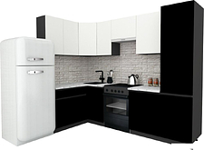Готовая кухня ВерсоМебель Эко-7 1.4x2.6 левая (белый фасадный/черный/ст.мрамор итальянский)