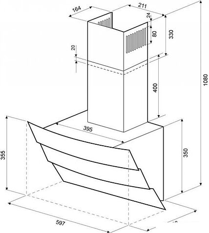 Кухонная вытяжка Krona Inga 600 push button (черный/нержавеющая сталь)