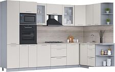 Готовая кухня Интерлиния Мила 1.68x3.2 правая (персидский жемчуг/персидский жемчуг/травертин серый)