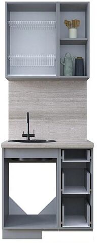 Готовая кухня Интерлиния Тренд 0.8А (индиго/индиго/опал светлый)