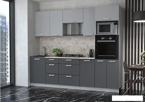 Готовая кухня Интерлиния Мила Лайт 2.5 ВТ (серебристый/антрацит/малага)